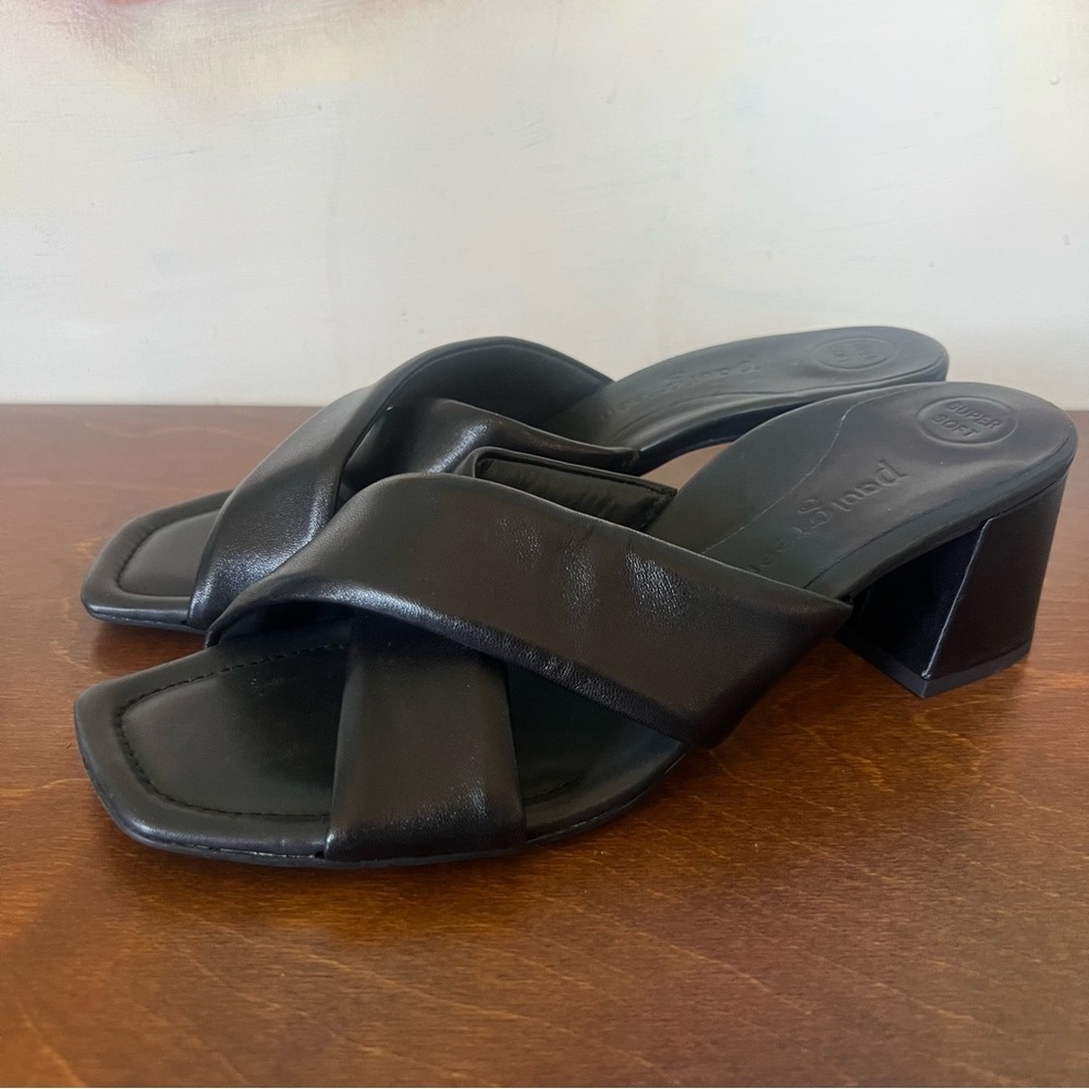 Paul Green Black Leather Crisscross Mules – Size 9 (Runs Small, Fits Like 8/8.5) - Picture 3 of 7